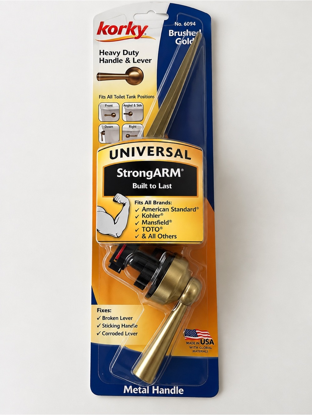 Korky Universal Toilet Heavy Duty Handle & Lever in Brushed Gold